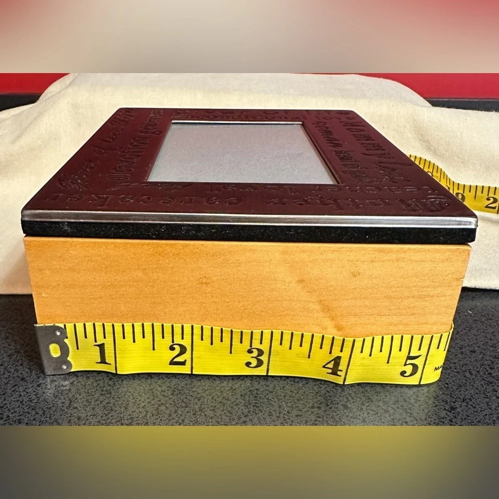 Mother’s Wooden Jewelry Box with Metal Photo Frame Lid